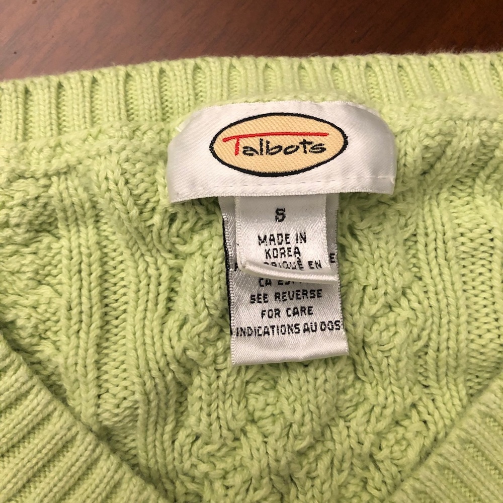 Talbots spring green cotton sweater - Picture 2 of 5